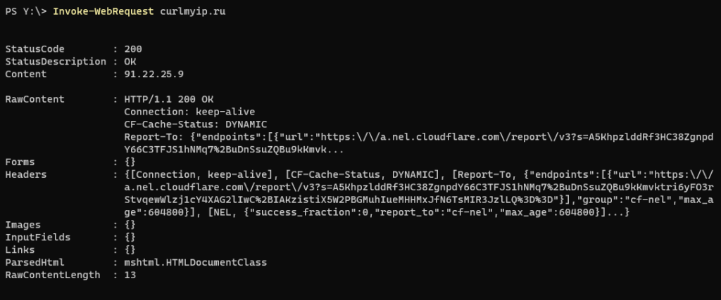 Invoke-WebRequest curlmyip.ru